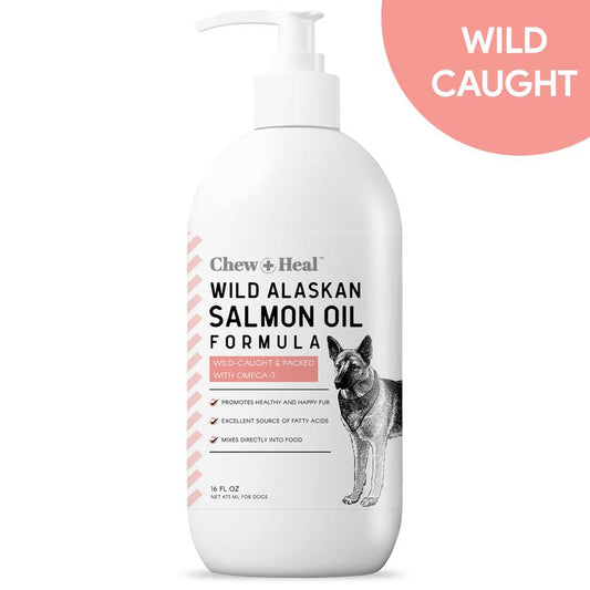 Chew + Heal Wild Alaskan Omega Salmon Oil Formula Skin & Coat Liquid Supplement for Dogs