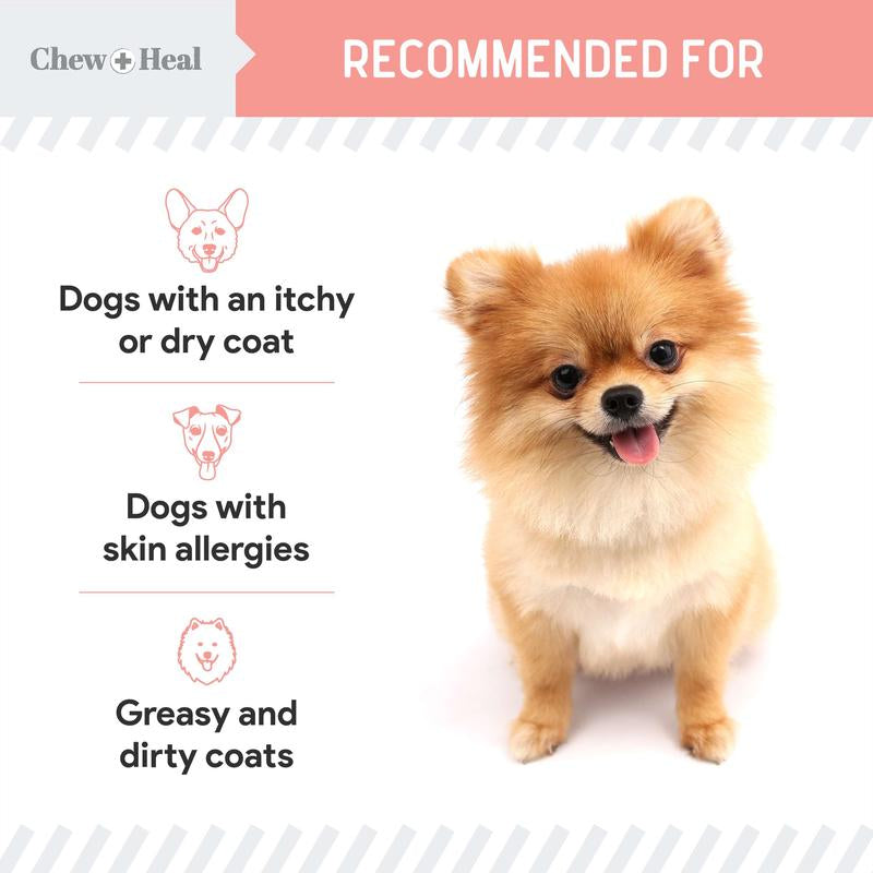 Chew + Heal Wild Alaskan Omega Salmon Oil Formula Skin & Coat Liquid Supplement for Dogs