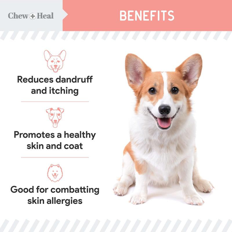 Chew + Heal Wild Alaskan Omega Salmon Oil Formula Skin & Coat Liquid Supplement for Dogs