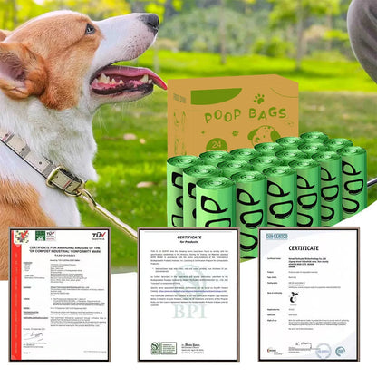 Certified Compostable Dog Poop Bags Biodegradable Poop Bags for Dog Leakproof Plant Based Extra Thick Eco-Friendly Pet Waste Bag