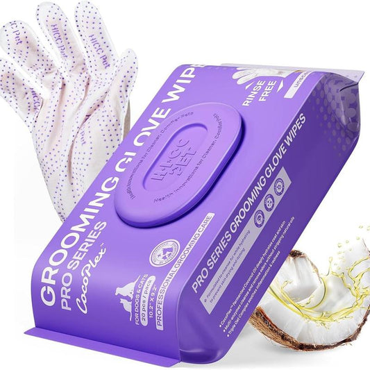 HICC PET Pet PRO Glove Wipes，Dog&Cat Disposable 20Pcs Satisfied Gentle Fresh Breath Outdoor No-Clean Hypoallergenic Facial Pet Wipes Disposable No-Rinse Grooming Formulated for Dogs Petwipes Deodorizing Cleaner Removal #Petlife