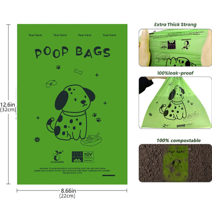 Certified Compostable Dog Poop Bags Biodegradable Poop Bags for Dog Leakproof Plant Based Extra Thick Eco-Friendly Pet Waste Bag